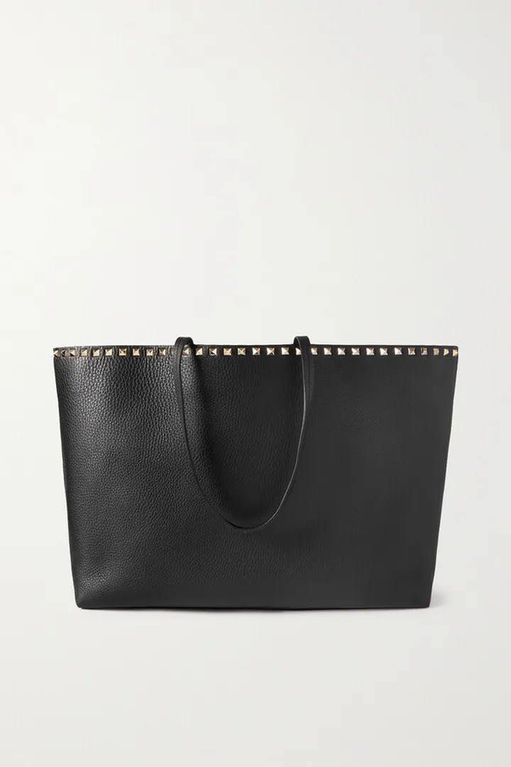 Valentino Garavani - Valentino Garavani Rockstud Textured-leather Tote - Black