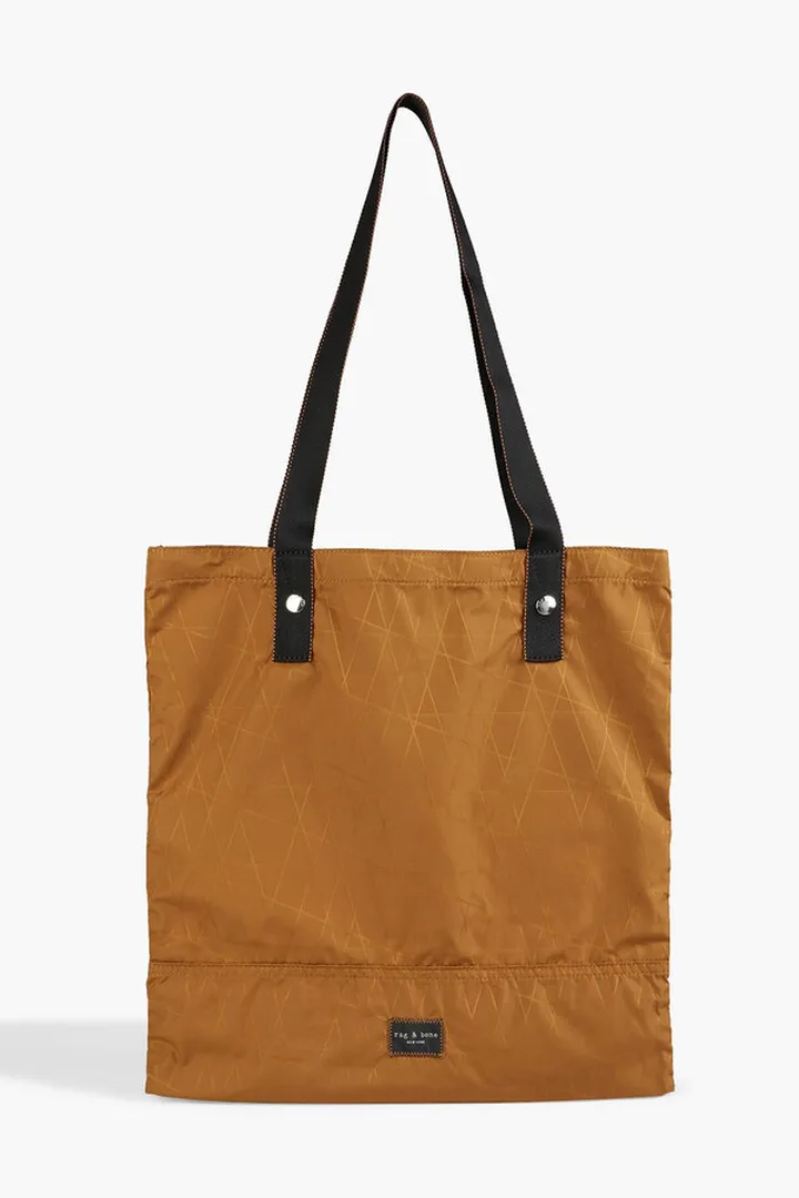 Logo-appliquéd jacquard tote