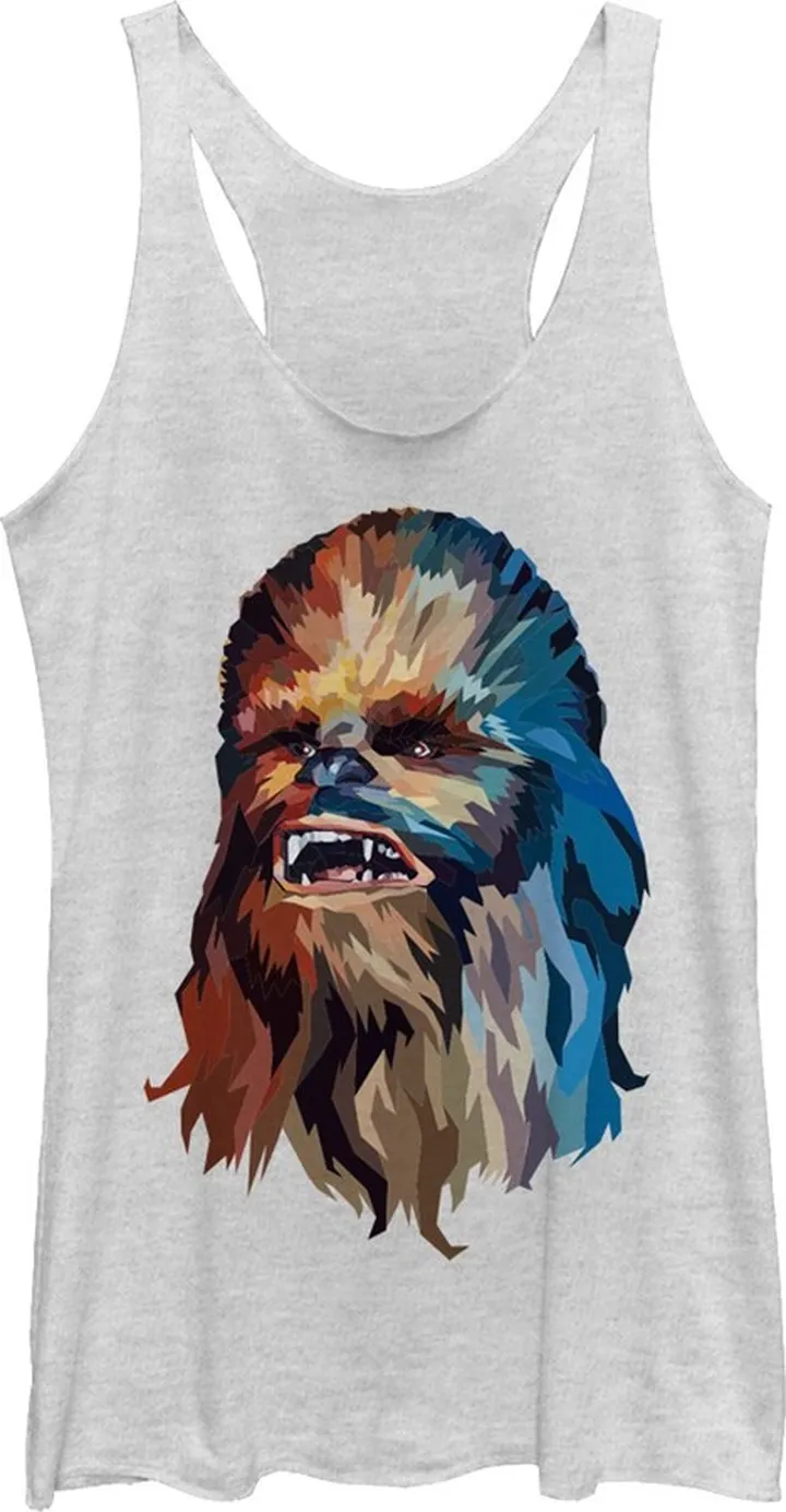 Women's Star Wars Chewbacca Art Racerback Tank Top - White Heather - Small