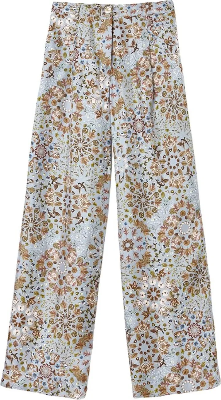 Nocciolo Silk Trouser in Multicolor Azzurro