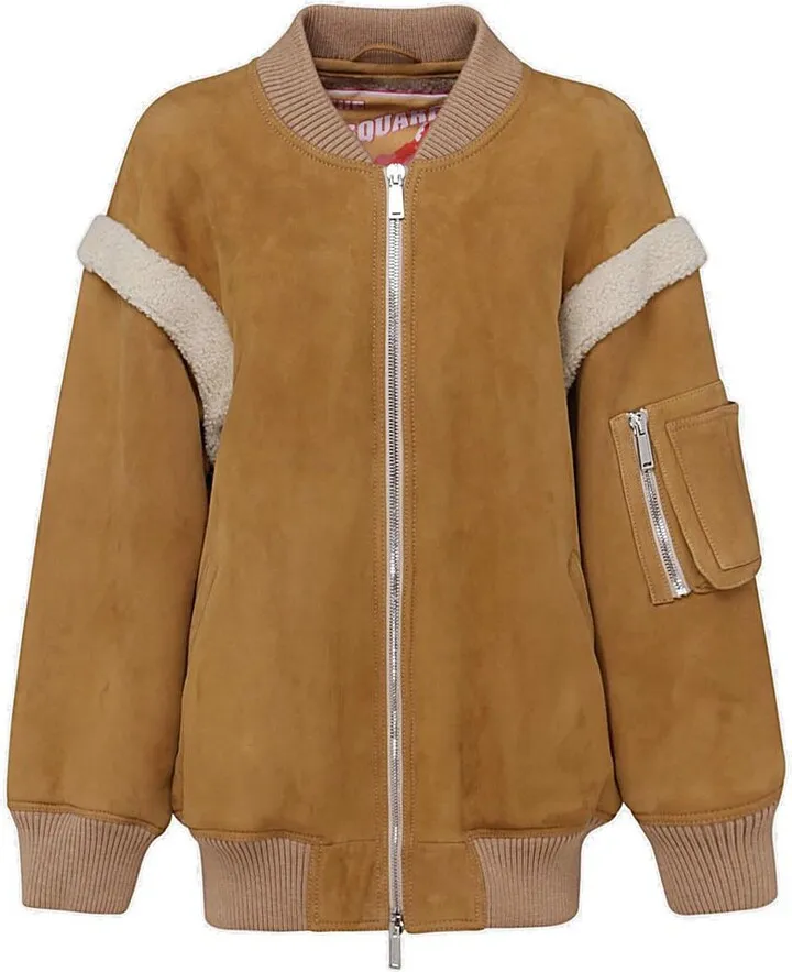 Dsquared2 Zipped Shearling Bomber Jacket