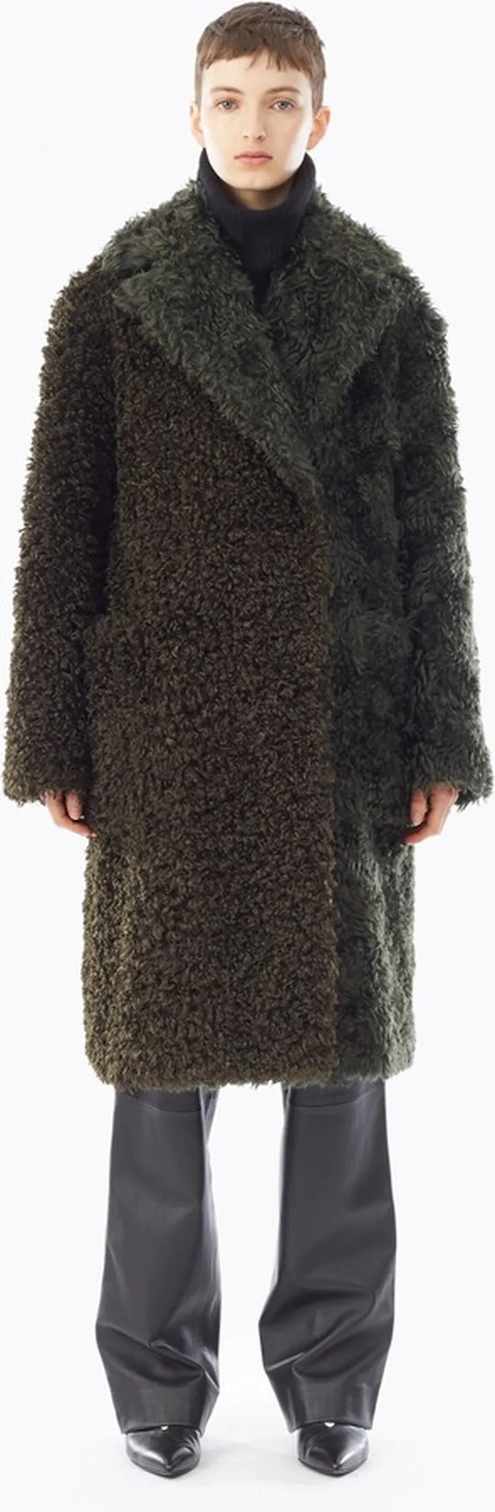 Faux Shearling Mohair Coat in pine