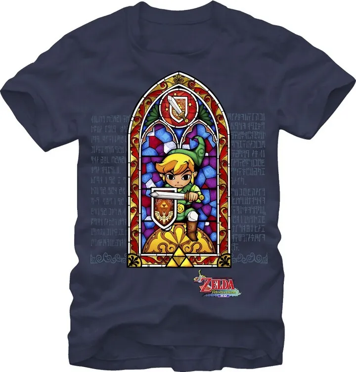 Men's Nintendo Legend of Zelda Stained Glass T-Shirt - Navy Blue - X Large