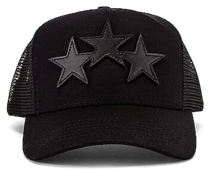 Amiri 3 Star Trucker Hat in Black