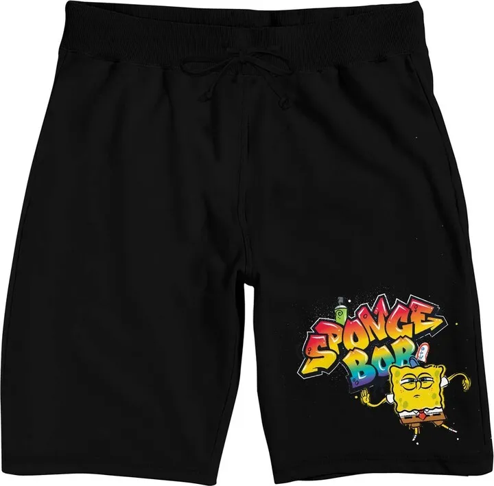 Spongebob Squarepants Graffiti Men’s Black Sleep Pajama Shorts -Large