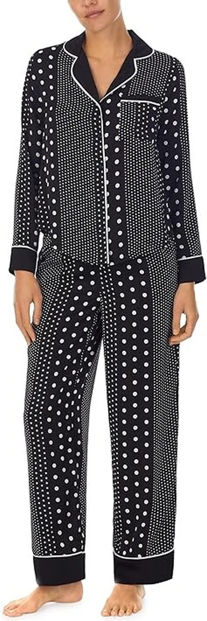 Kate Spade New York Long Sleeve Pajama (Black Stripe) Women's Pajama Sets