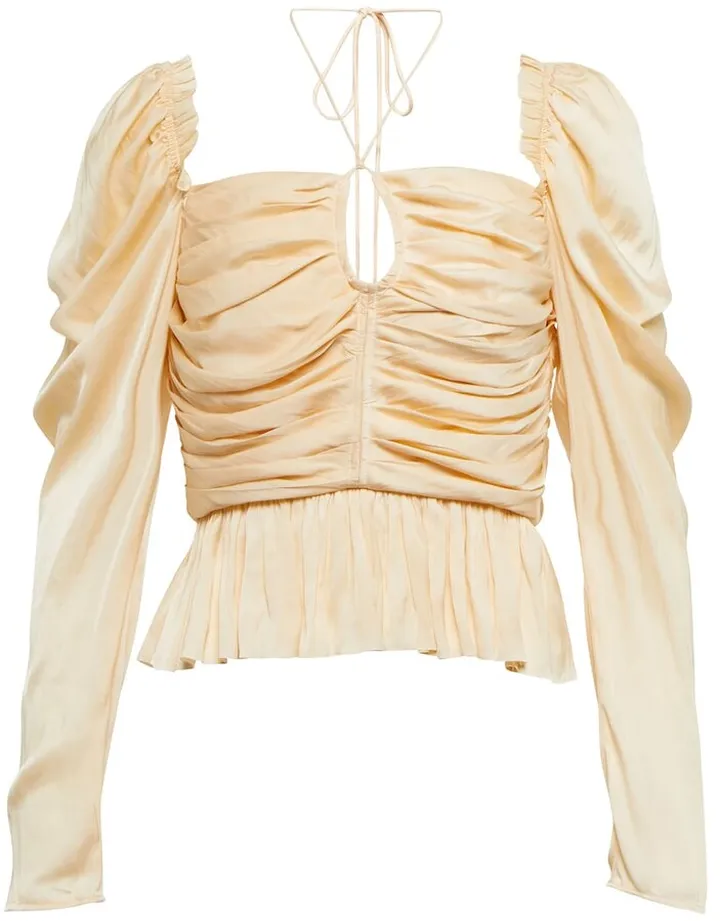 Mirelle ruched satin halterneck top