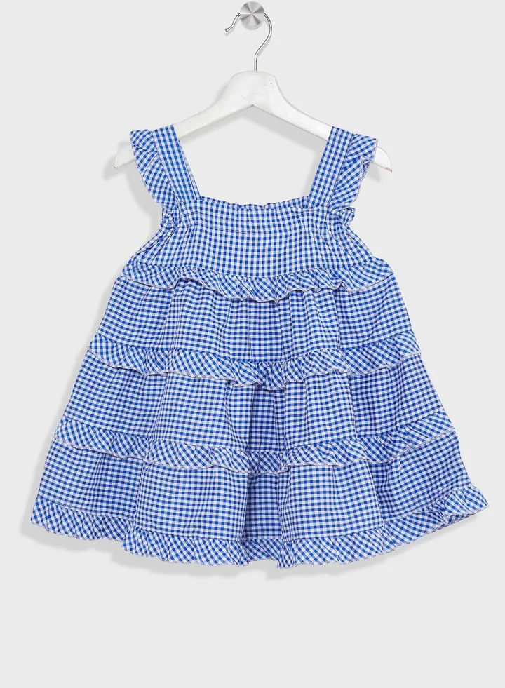 Girls Plaid Tiered Dress
