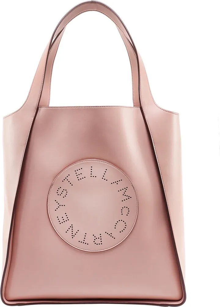 Vegan leather hanbag with perforated logo