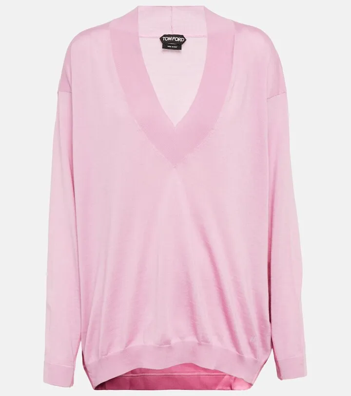 Paneled cashmere and silk sweater