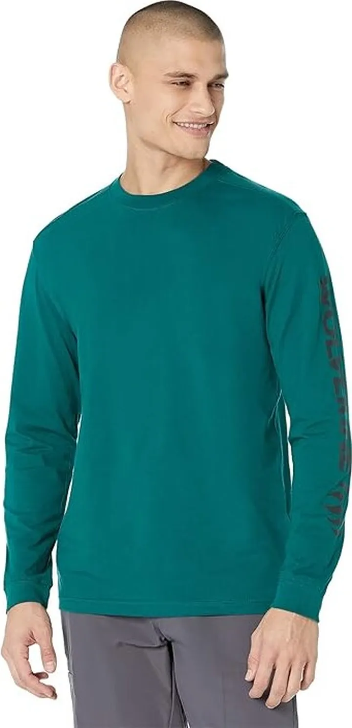Wolverine Graphic Long Sleeve Tee - Sleeve Logo (Everglade) Men's Clothing