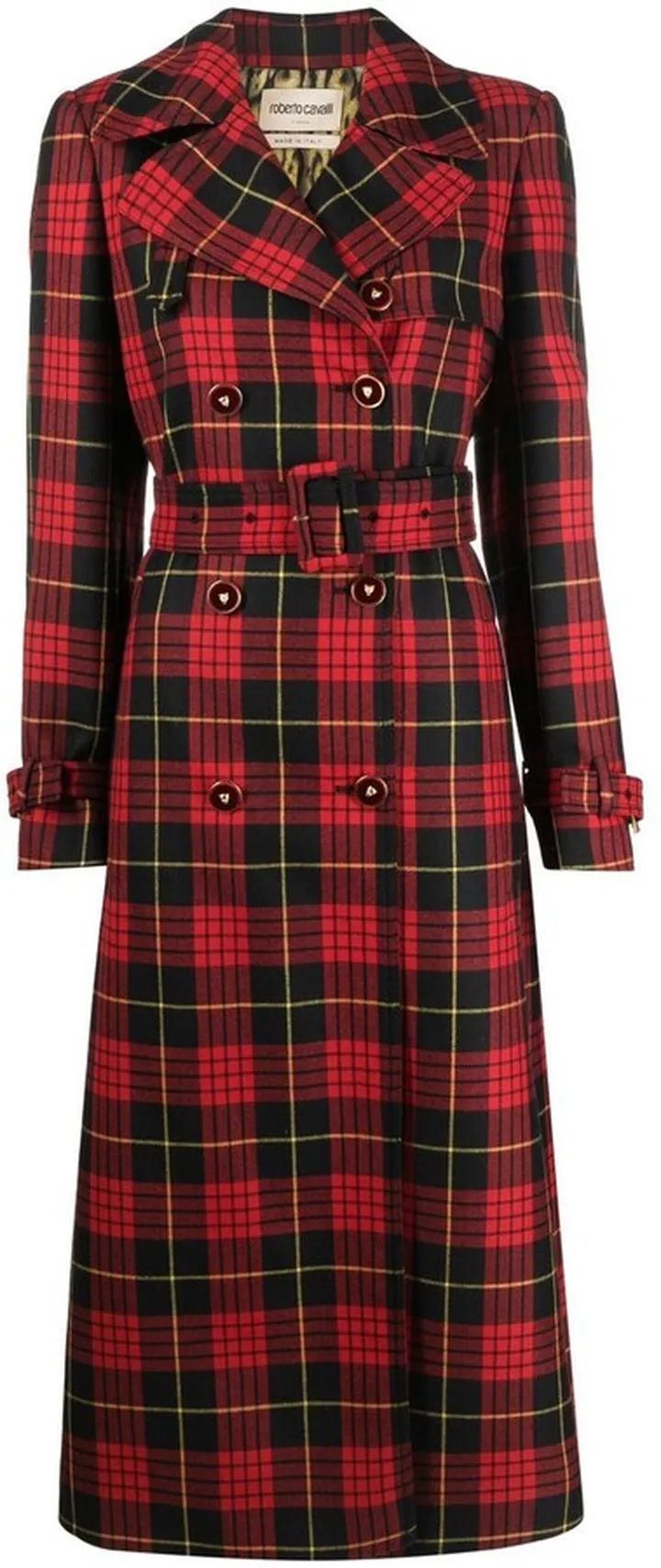 Double-Breasted Tartan Trench Coat
