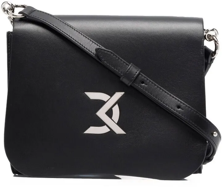 Logo-Lettering Leather Shoulder Bag