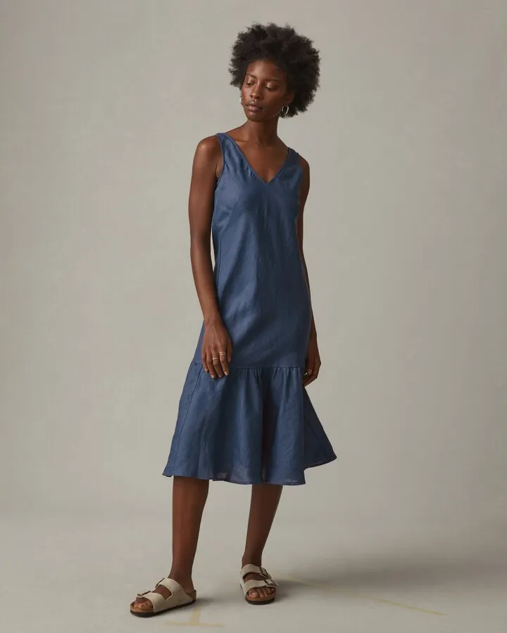 Easy Linen Dress - Nautical Blue