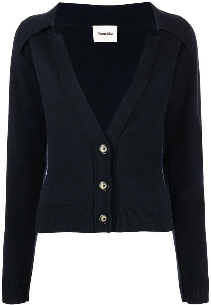 V-neck knit cardigan