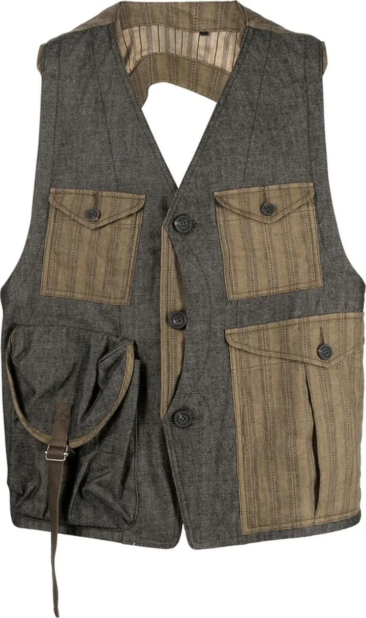 Rear-Tie Patchwork Waistcoat