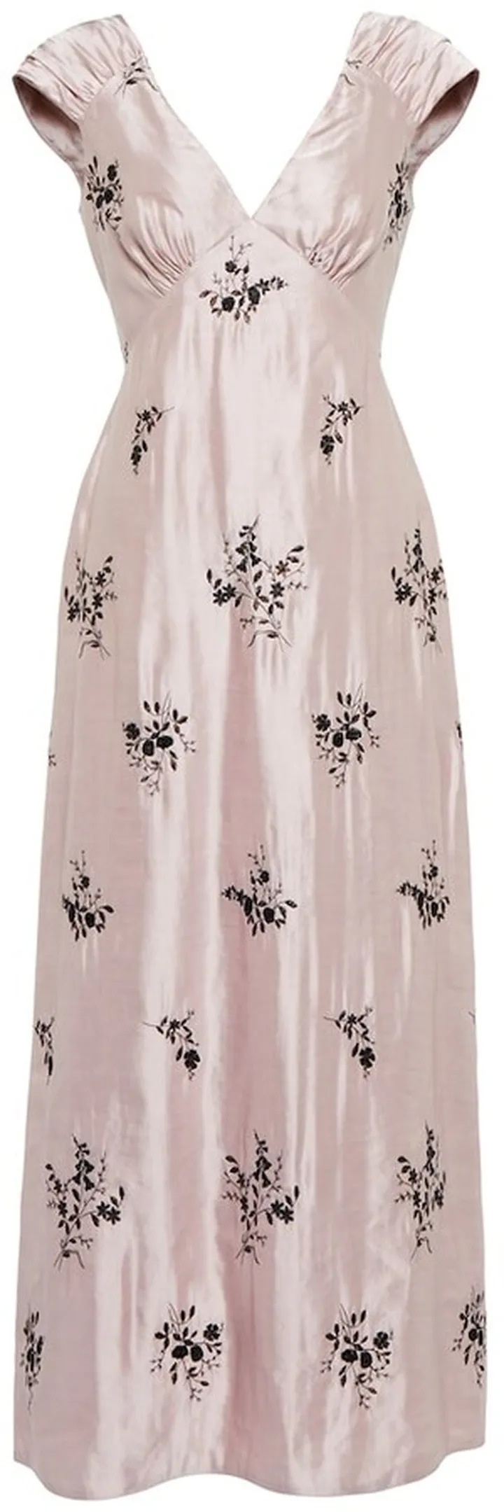 Garnet embroidered satin midi dress