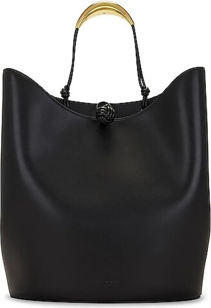 Bottega Veneta Medium Double Clam Bucket Urban Leather in Black