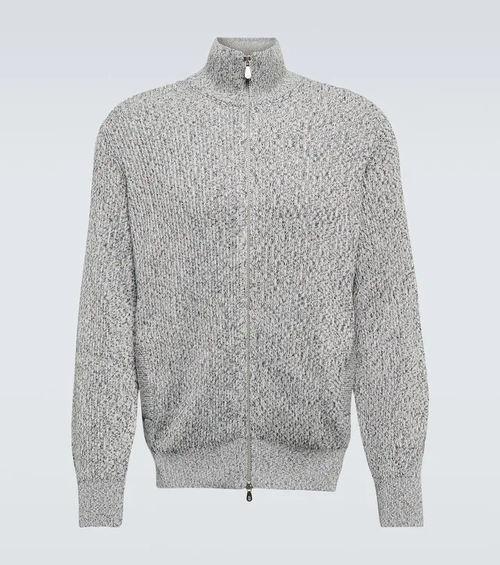 Zip-up cotton sweater