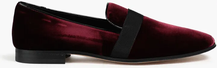 Grosgrain-trimmed velvet loafers