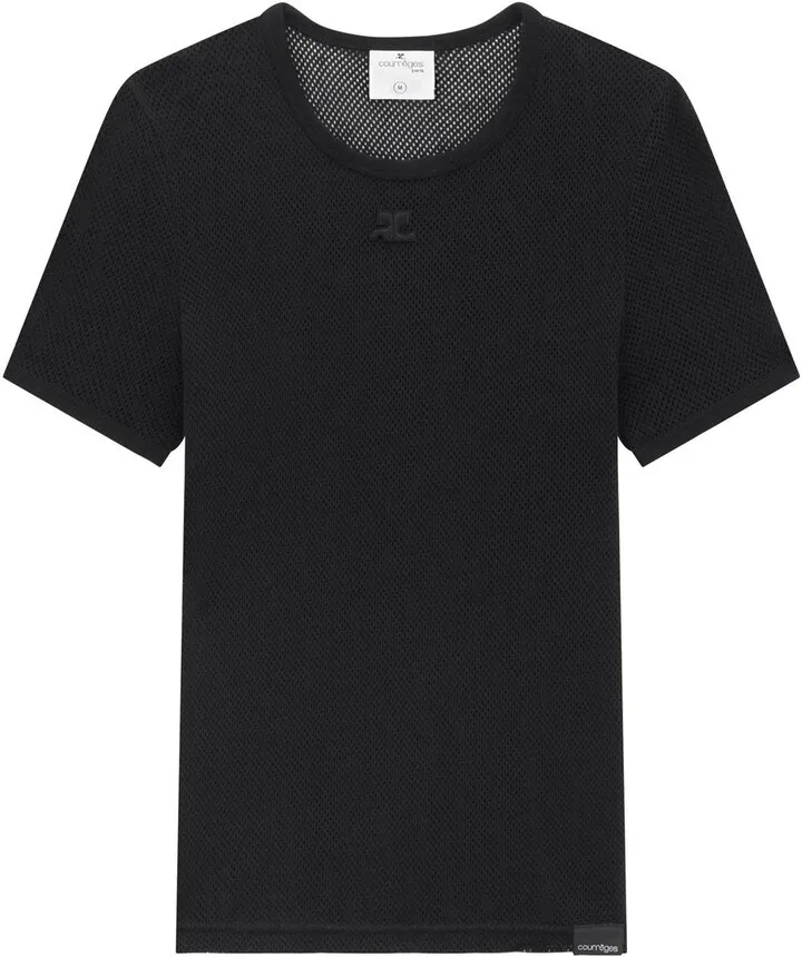 mesh crew-neck T-shirt