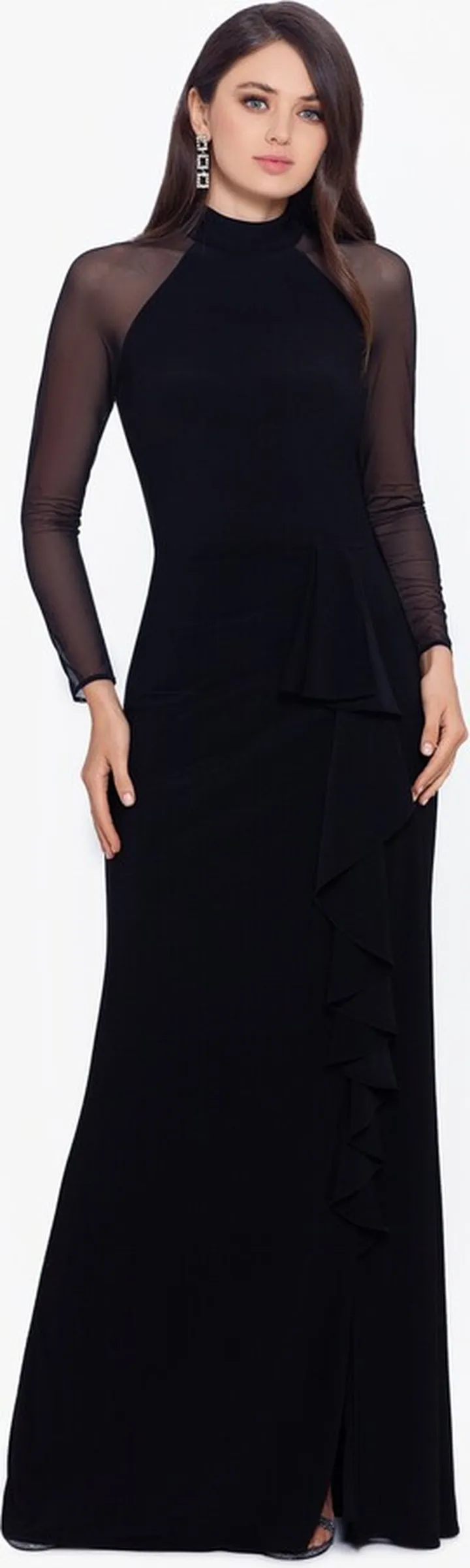 Long Ity Mock Neck Mesh Sleeve