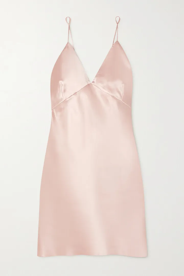Olivia von Halle - Xena Silk-satin Chemise - Pink