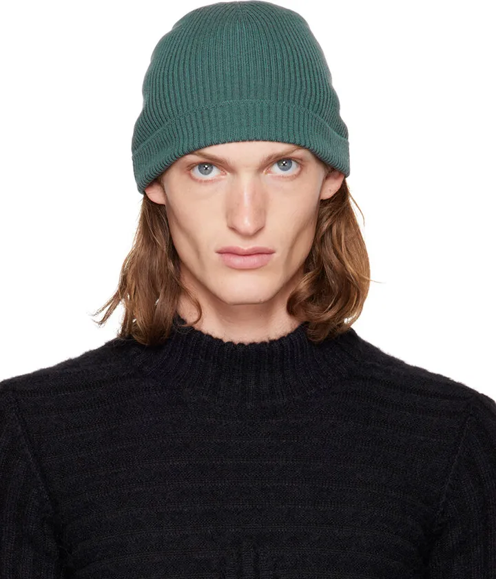 Rick Owens Green Virgin Wool Beanie