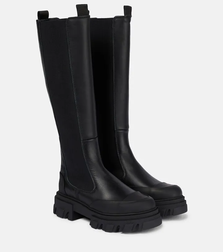 Leather knee-high boots