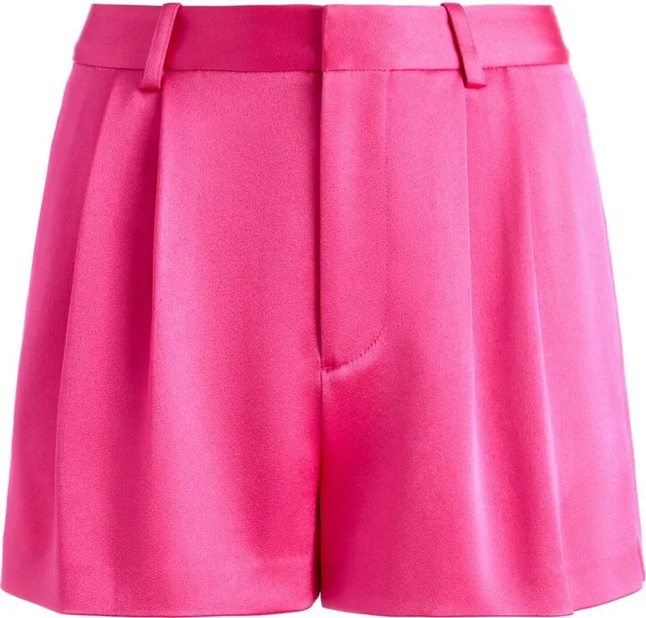 Pleat-Detailing Satin-Finish Shorts