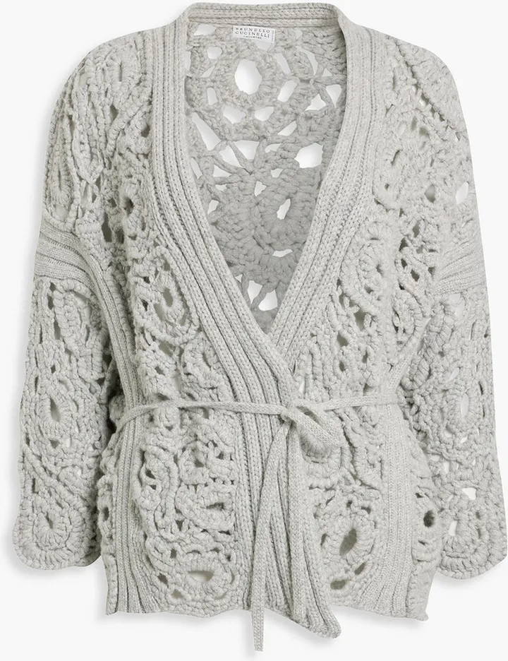 Crocheted cashmere cardigan