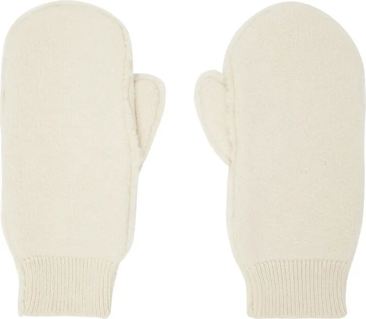 Jil Sander Beige Faux-Fur Mittens