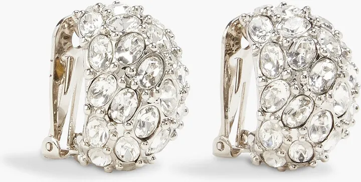 Silver-tone crystal clip earrings