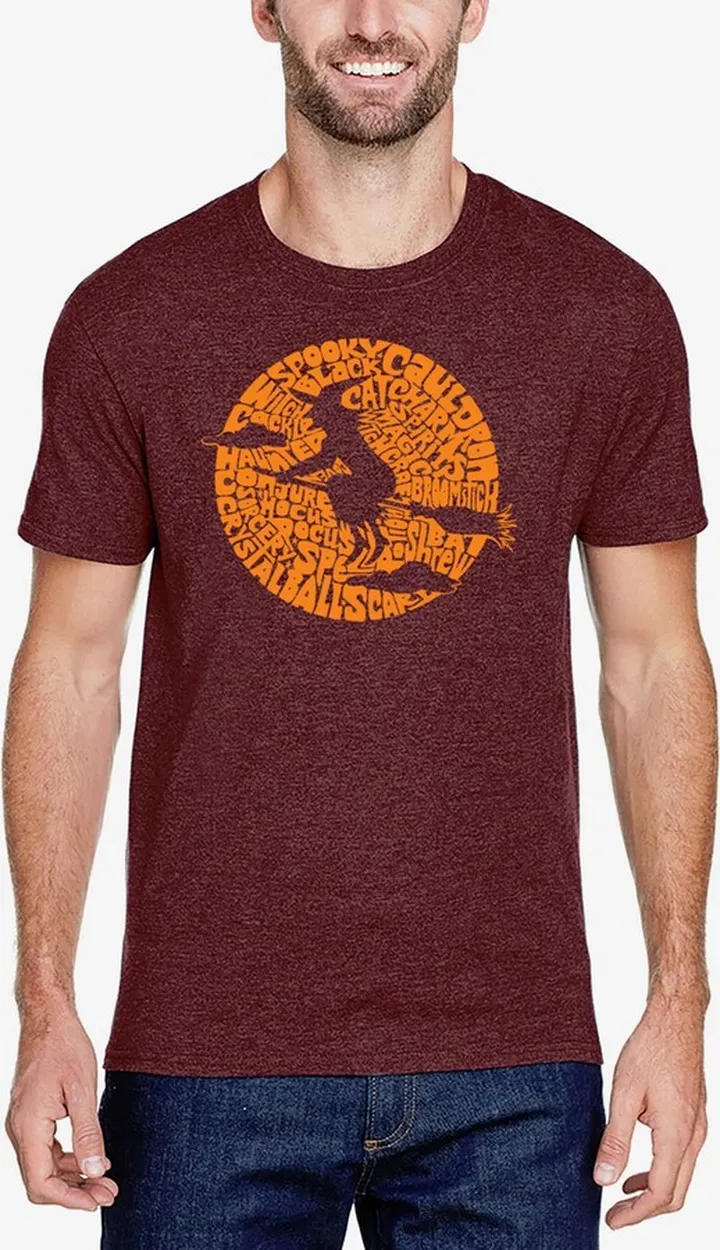 La Pop Art Men's Spooky Witch Premium Blend Word Art T-shirt