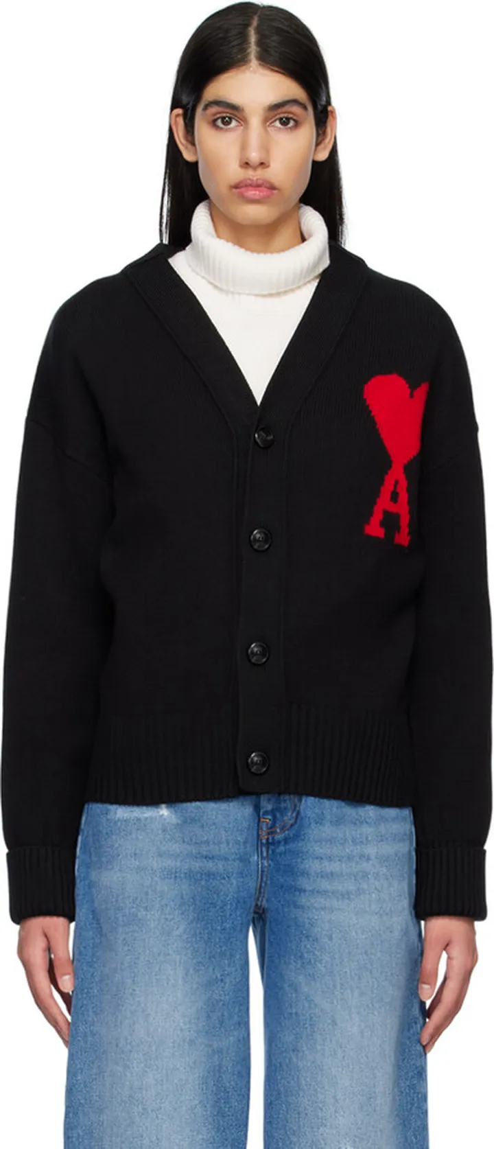 AMI Alexandre Mattiussi Black Ami de Cœur Cardigan