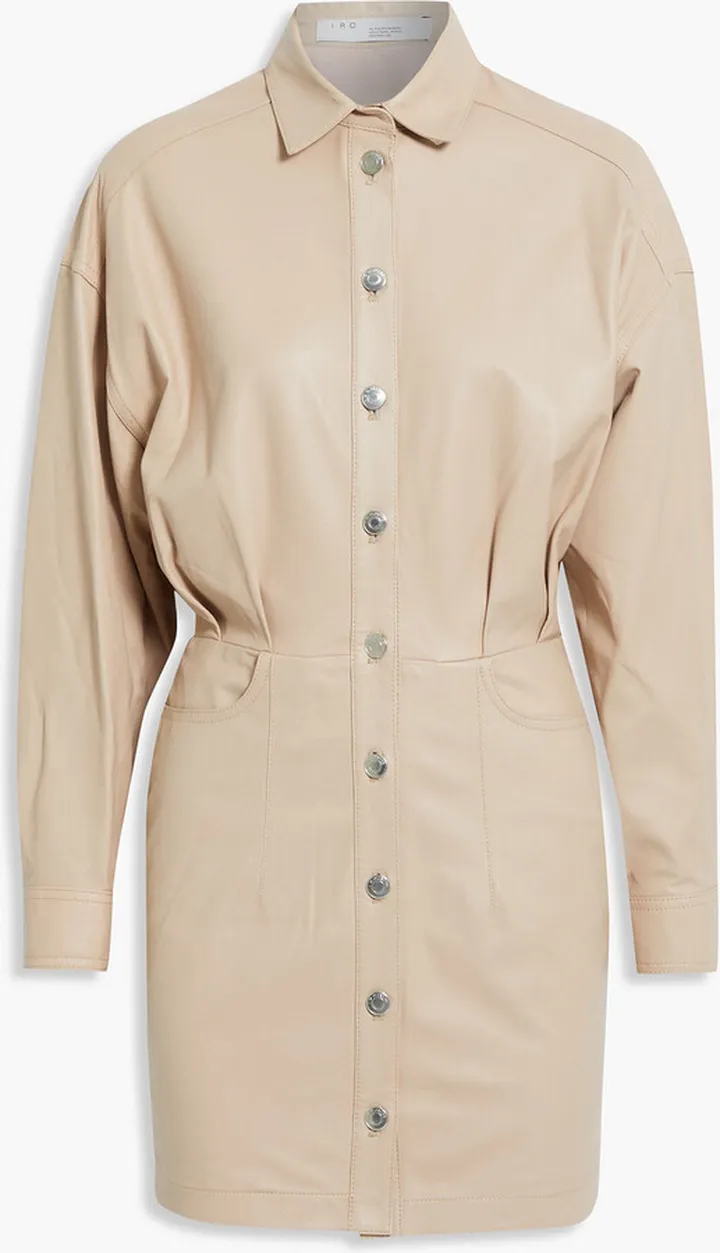Guaya pleated leather mini dress