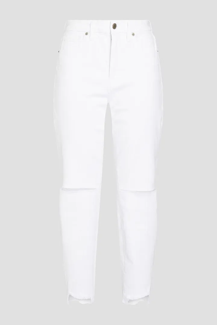 Cropped distressed high-rise skinny jeans