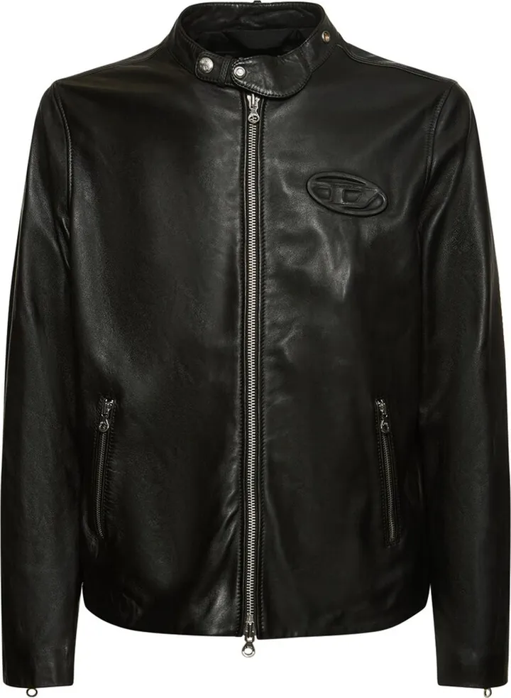 D patch leather jacket