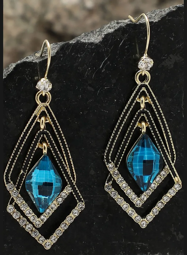 Gold Plated Designer Stone Drop Earring