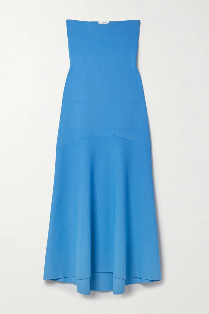 A.L.C. - Dean Strapless Stretch-ponte Midi Dress - Blue