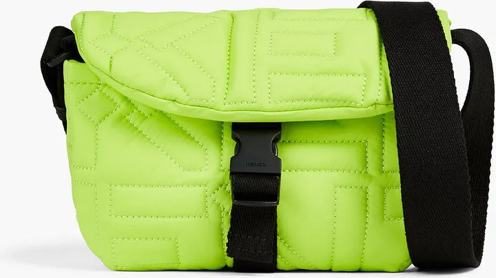 Neon quilted shell shoulder bag