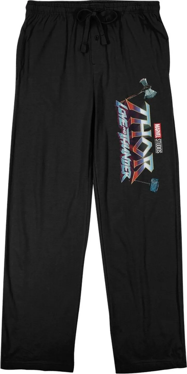 Thor: Love & Thunder Movie Thunder Love Men's Black Sleep Pajama Pants-XXL