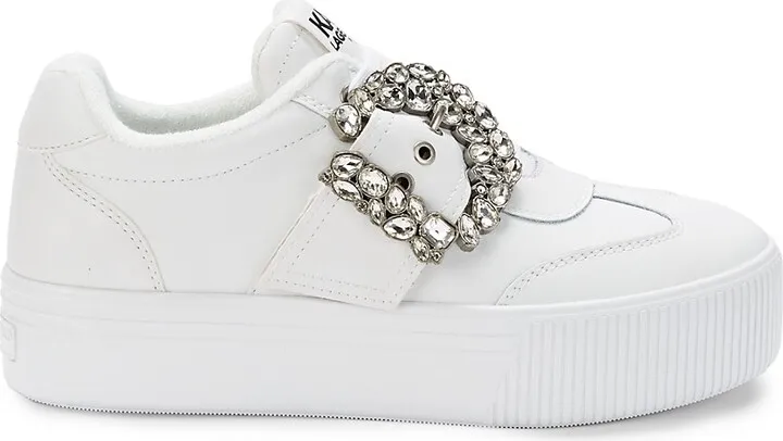 Buckle Retro Leather Sneakers