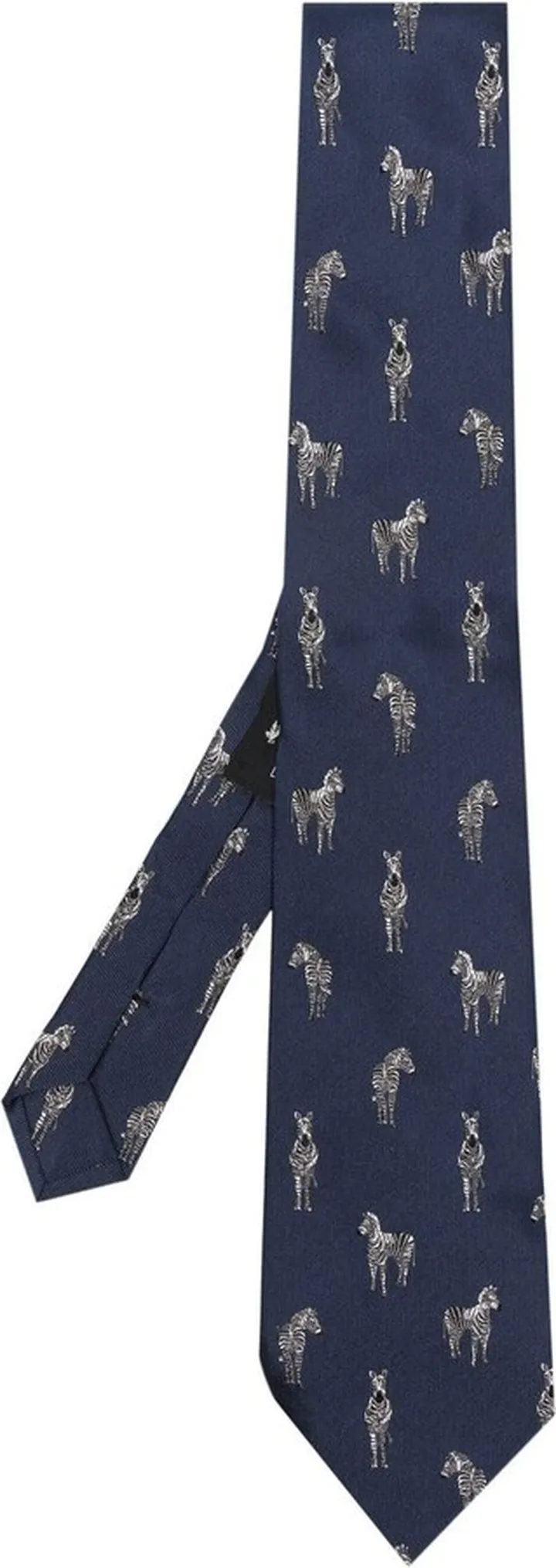 Zebra-Embroidered Silk Tie