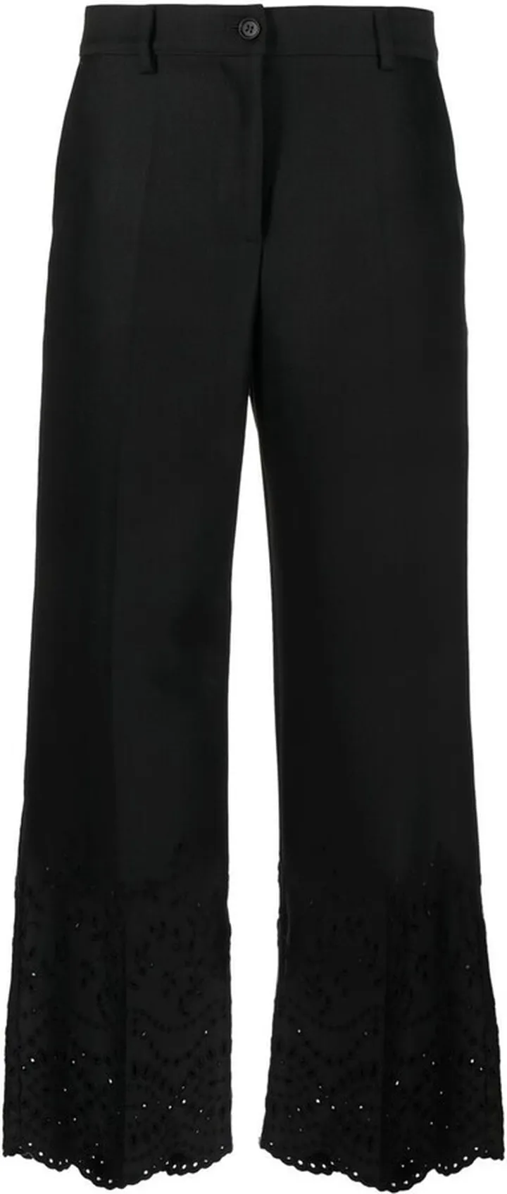 Laser-Cut Cropped Flared Trousers