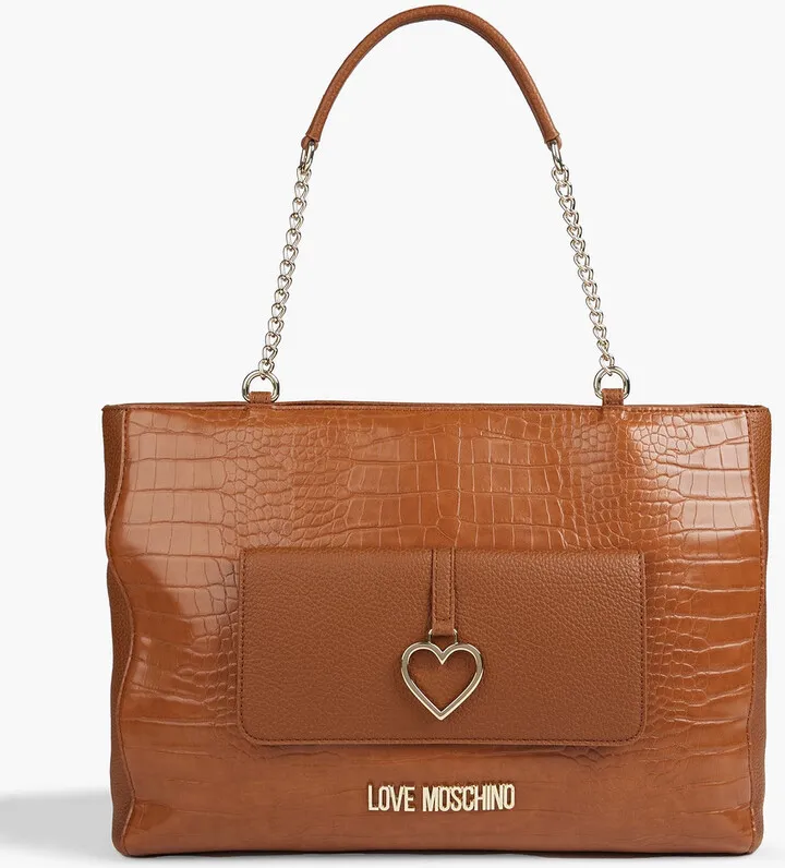 Faux croc-effect leather tote