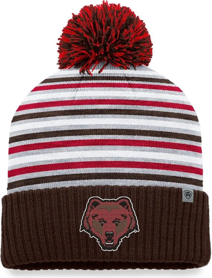 Men's Top of the World Brown Brown Bears Dash Cuffed Knit Hat with Pom