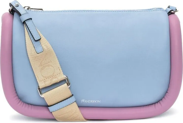 Bumper zip-up leather shoulder bag