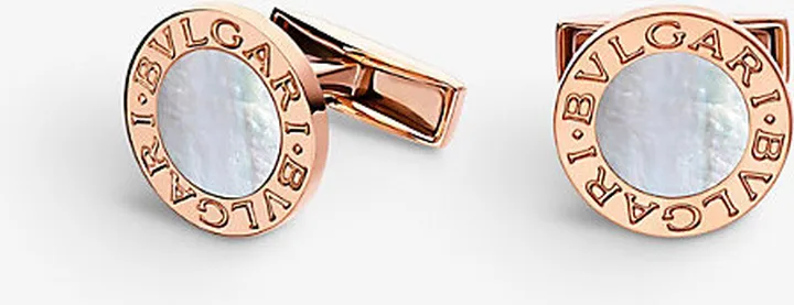 Mens Pink 18ct Rose-gold and Mother-of-pearl Cufflinks