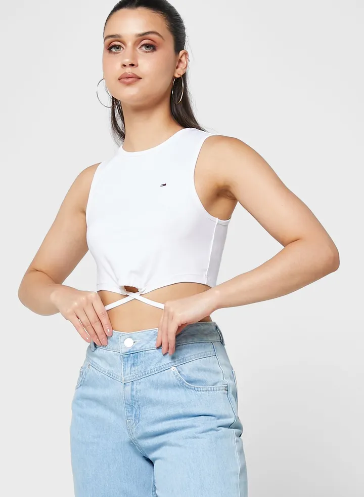 Strappy Crew Neck Top